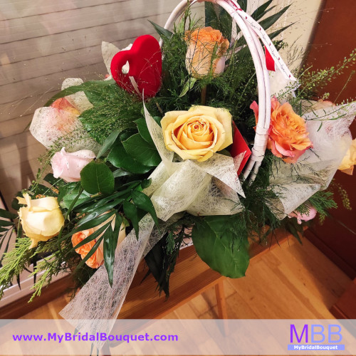 Tricolor Roses Basket